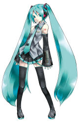 Rule 34 | 1girl, absurdres, aqua eyes, aqua hair, aqua nails, aqua necktie, bare shoulders, belt, black footwear, black skirt, black sleeves, black thighhighs, blue eyeshadow, boots, breasts, closed mouth, collared shirt, contrapposto, crypton future media, detached sleeves, eyeshadow, frilled shirt collar, frills, full body, grey shirt, hair between eyes, hair ornament, hatsune miku, headphones, headset, highres, kei (keigarou), long hair, looking at viewer, makeup, miniskirt, nail polish, necktie, number tattoo, official art, piapro, pigeon-toed, pleated skirt, shirt, shoulder tattoo, simple background, skirt, sleeveless, sleeveless shirt, sleeves past wrists, small breasts, smile, solo, standing, tattoo, thigh boots, thighhighs, twintails, very long hair, vocaloid, vocaloid boxart pose, white background, zettai ryouiki
