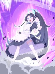 Rule 34 | 1girl, absurdly long hair, absurdres, apron, aris (blue archive), aris (maid) (blue archive), black dress, black footwear, black hair, blue archive, blue eyes, blue halo, blush, clenched hands, dress, frilled apron, frills, full body, garter straps, halo, highres, long hair, maid, maid apron, maid headdress, official alternate costume, open mouth, ponytail, puffy short sleeves, puffy sleeves, shoes, short sleeves, smile, solo, t-hou, thighhighs, very long hair, white apron, white thighhighs