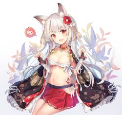 Rule 34 | 1girl, absurdres, aiguillette, alternate costume, animal ears, azur lane, bad id, bad twitter id, bandaged arm, bandages, braid, breasts, buckle, claw pose, cleavage, cloak, clothing cutout, collar, cowboy shot, dana, fang, fingerless gloves, floating hair, flower, gloves, groin, hair flower, hair ornament, head tilt, heart collar, highres, long hair, looking at viewer, medium breasts, microskirt, nail polish, navel, pleated skirt, red eyes, sarashi, side cutout, sidelocks, silver hair, skirt, smile, solo, spiked collar, spikes, stomach, tail, tassel, tattoo, thick eyebrows, thighs, underboob, upper body, wrist straps, yuudachi (azur lane), yuudachi (shogun of snowballs) (azur lane)
