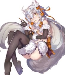 Rule 34 | 1girl, adapted costume, akieda, bell, black thighhighs, capelet, cosplay, fate/grand order, fate (series), food, fur trim, gloves, hair ribbon, headpiece, jack-o&#039;-lantern, jeanne d&#039;arc (fate), jeanne d&#039;arc (ruler) (fate), jeanne d&#039;arc alter (fate), jeanne d&#039;arc alter santa lily (fate), long hair, mash kyrielight, mash kyrielight (dangerous beast), mash kyrielight (dangerous beast) (cosplay), official alternate costume, pocky, pumpkin, ribbon, thighhighs, yellow eyes
