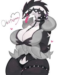Rule 34 | 1girl, absurdres, animal ears, ass, bare legs, black fur, black panties, breasts, cleavage, creatures (company), furry, furry female, game freak, gen 8 pokemon, grey fur, highres, huge ass, huge breasts, long neck, multicolored fur, nintendo, obstagoon, panties, pink eyes, pokemon, pokemon (creature), raccoon ears, raccoon girl, spikes, thick thighs, thigh strap, thighs, togetoge, tongue, tongue out, underwear, white fur, wide hips