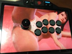 Rule 34 | 1girl, arcade stick, ass, bra, breasts, character request, check character, controller, dead or alive, dead or alive xtreme, game controller, joystick, kokoro (doa), panties, photo (medium), solo, underwear