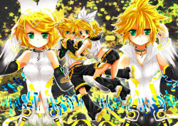 Rule 34 | 1boy, 1girl, ayano (irodori), blonde hair, brother and sister, child, detached sleeves, highres, kagamine len, kagamine len (append), kagamine rin, kagamine rin (append), siblings, star (symbol), twins, vocaloid, vocaloid append