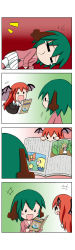 Rule 34 | +++, . ., 2girls, 4koma, :d, = =, ^ ^, absurdres, animal ears, blush stickers, bug, butterfly, chibi, children&#039;s book, closed eyes, comic, crying, demon girl, demon wings, flying, flying sweatdrops, green hair, happy, head wings, highres, insect, juliet sleeves, kasodani kyouko, koakuma, long sleeves, lying, mini person, minigirl, multiple girls, on side, open mouth, pout, puffy sleeves, rakugaki-biyori, red hair, shirt, silent comic, skirt, smile, solid circle eyes, tail, tears, thumbelina, touhou, vest, wings