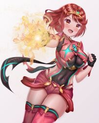 Rule 34 | breasts, fire, large breasts, miaram ai, open mouth, pyra (xenoblade), red eyes, red hair, short hair, xenoblade chronicles (series), xenoblade chronicles 2