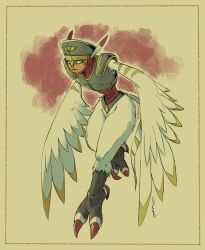 Rule 34 | 1girl, armor, digimon, digimon (creature), feathers, female focus, harpymon, solo, wings