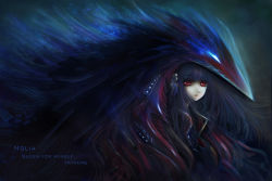 Rule 34 | 1girl, fatheng, female focus, gradient background, highres, multicolored hair, original, red eyes, solo, text focus