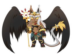 Rule 34 | 1girl, cat, digimon, feathers, holy ring, jewelry, original, ring, solo, staff, tail, wings