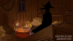 Rule 34 | 2girls, barn, hat, hay, highres, multiple girls, rope, tagme, witch, witch hat