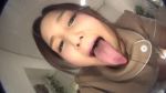 Rule 34 | 1girl, animated, asian, brown eyes, brown hair, licking, long tongue, looking at viewer, open mouth, photo (medium), saliva, solo, sound, teeth, thick lips, tongue, tongue out, video