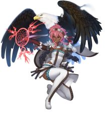 Rule 34 | 1girl, animal, awakening (sennen sensou aigis), bald eagle, bird, boots, bow (weapon), braid, breasts, cleavage, cross-laced footwear, crossbow, dark skin, dream catcher, eagle, elbow gloves, front braid, full body, gloves, gochou (kedama), headband, holding, holding weapon, lace-up boots, long hair, medium breasts, official art, pink hair, red eyes, sennen sensou aigis, short hair with long locks, side braid, sue (sennen sensou aigis), thigh boots, thighhighs, transparent background, twin braids, weapon, white footwear, white gloves, white thighhighs
