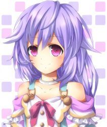 Rule 34 | 1girl, blush, body blush, flat chest, looking at viewer, neptune (series), pink eyes, purple hair, pururut, smile, solo
