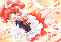 Rule 34 | 10s, 1girl, bad anatomy, brooch, cure mirage, elbow gloves, gloves, green eyes, hair ribbon, happinesscharge precure!, heart, heart brooch, highres, jewelry, magical girl, precure, queen mirage, red hair, ribbon, shipu (gassyumaron), smile, solo, spoilers, white gloves