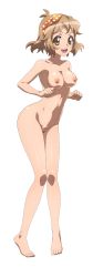 Rule 34 | 1girl, armpits, cleft of venus, collarbone, completely nude, full body, highres, light brown hair, nipples, nude, nude filter, open mouth, pussy, senki zesshou symphogear, standing, tachibana hibiki (symphogear), tagme, third-party edit, transparent background, yellow eyes
