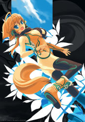 Rule 34 | 1girl, animal ears, armpits, blue eyes, boots, bracelet, breasts, brown hair, collar, flower, fox ears, fox tail, jewelry, large breasts, original, sango (53box), short hair, sideboob, solo, tail, thighhighs, wolf ears, wolf tail