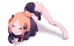 Rule 34 | 1girl, abigail williams (fate), abigail williams (traveling outfit) (fate), arm rest, ass, bandaid, bandaid on face, bandaid on forehead, barefoot, belt, black bow, black jacket, black skirt, blonde hair, blue eyes, bow, breasts, crossed bandaids, daisi gi, fate/grand order, fate (series), flexible, forehead, hair bow, hair bun, hands on ground, heroic spirit traveling outfit, high collar, highres, jack-o&#039; challenge, jacket, legs, long hair, long sleeves, looking to the side, meme, multiple bows, official alternate costume, open mouth, orange belt, orange bow, panties, parted bangs, polka dot, polka dot bow, single hair bun, skirt, sleeves past fingers, sleeves past wrists, small breasts, solo, spread legs, stretching, top-down bottom-up, underwear, white panties, wide spread legs
