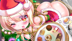 Rule 34 | 1girl, arms behind back, ass, azur lane, bdsm, blonde hair, blush, bondage, bound, breasts, cake, chain, chain leash, christmas, collar, commentary request, cup, dessert, eyebrows, eyes visible through hair, feeding, food, fork, fruit, hat, heart, heart-shaped pupils, highres, juneau (azur lane), leash, lemon, long hair, looking at viewer, mndqn, nipple clamps, nipple stimulation, nipples, one eye closed, open mouth, plate, rope, santa costume, santa hat, sex toy, shibari, slice, small breasts, solo, symbol-shaped pupils, tea, teacup, tears, teeth, tray, vibrator, vibrator on nipple, wooden horse, yellow eyes