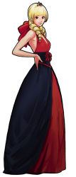 Rule 34 | 1girl, blonde hair, corset, crown, dress, drill hair, gown, hair ribbon, hand on own hip, hiroaki (kof), long dress, long hair, mini crown, official art, red eyes, ribbon, rose bernstein, sleeveless, sleeveless dress, snk, solo, the king of fighters, the king of fighters xi, twin drills, twintails