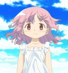 Rule 34 | 10s, 1girl, animated, animated gif, cloud, dress, female focus, kaname madoka, lowres, mahou shoujo madoka magica, mahou shoujo madoka magica movie 1 &amp; 2, outdoors, pink eyes, pink hair, sky, smile, solo, wind