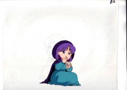 Rule 34 | 1990s (style), akazukin chacha, hood, purple hair, sitting, yakko