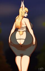 Rule 34 | 1girl, artist request, ass, blonde hair, boku no hero academia, breasts, butt crack, dress, highres, huge ass, large breasts, solo, tsunotori pony