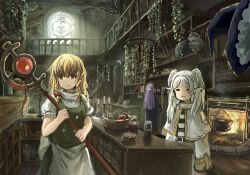 Rule 34 | 3girls, :3, = =, apron, balance scale, belt, black belt, black coat, black vest, blonde hair, book, bow, braid, candle, candlestand, capelet, closed mouth, coat, cooking pot, crossover, elden ring, elf, fern (sousou no frieren), fire, frieren, hair bow, hanging plant, hat, highres, holding, holding staff, indoors, kirisame marisa, long hair, long sleeves, mage staff, mask, mini-hakkero, multiple girls, mushroom, no headwear, orange eyes, pointy ears, purple hair, shelf, shirt, short sleeves, side braid, single braid, sousou no frieren, staff, stairs, striped clothes, striped shirt, touhou, twintails, vest, waist apron, weighing scale, white apron, white capelet, white hair, witch hat, zhuxie1264852
