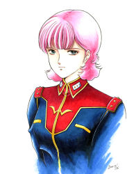 artist_request female_focus gundam military military_uniform pink_hair sarah_zabiarov solo zeta_gundam