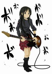 Rule 34 | 1girl, akiyama mio, choker, female focus, full body, guitar, instrument, jacky (artist), k-on!, simple background, solo, white background
