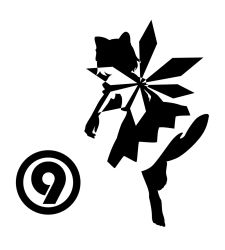 Rule 34 | circled 9, 1girl, barefoot, cirno, female focus, greyscale, high contrast, kusaba, kusaba (kusabashiki), monochrome, phantasmagoria of flower view, silhouette, solo, touhou, wings