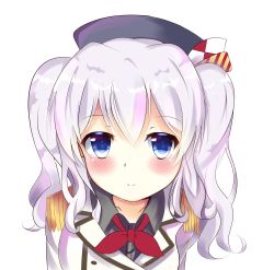 Rule 34 | 10s, 1girl, absurdres, bad id, bad pixiv id, black hat, face, hat, highres, jacket, kantai collection, kashima (kancolle), military jacket, silver hair, solo, twintails, wavy hair, yu (saki jakoko)