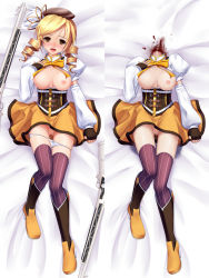 Rule 34 | 10s, 1girl, beret, blonde hair, blood, blush, body blush, boots, breasts, brown thighhighs, dakimakura (medium), decapitation, detached sleeves, drill hair, ero guro, eto, fingerless gloves, gloves, gun, guro, hair ornament, hairpin, hat, highres, magical girl, magical musket, mahou shoujo madoka magica, mahou shoujo madoka magica (anime), mami mogu mogu, multiple views, nipples, no panties, non-web source, open mouth, panties, panty pull, pee, peeing, pleated skirt, puffy sleeves, pussy juice, ribbon, rifle, shiny skin, skirt, spoilers, striped clothes, striped thighhighs, thighhighs, tomoe mami, topless, twin drills, twintails, underwear, vertical-striped clothes, vertical-striped thighhighs, weapon, yellow eyes, zettai ryouiki