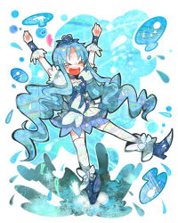 Rule 34 | &gt; &lt;, &gt;o&lt;, 10s, 1girl, :d, > <, blue eyes, blue hair, blue skirt, blue theme, boots, brooch, cure marine, dress, closed eyes, female focus, flower, hair ornament, heart, heart brooch, heartcatch precure!, itomugi-kun, jewelry, kurumi erika, long hair, magical girl, matching hair/eyes, open mouth, precure, skirt, smile, solo, thighhighs, touhou, twintails, water, white thighhighs, xd
