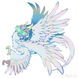 Rule 34 | claws, digimon, digimon (creature), feathers, simple background, solo, valdurmon, white background, wings