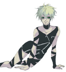 Rule 34 | 1boy, blonde hair, cain, galerians, green eyes, looking at viewer, lowres, male focus, short hair, simple background, solo, white background, zipper