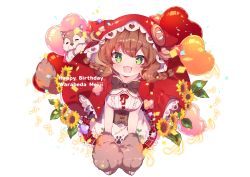 Rule 34 | + +, 1girl, :d, absurdres, animal, animal ears, animal hands, animal hood, apron, balloon, black bow, blush, bow, braid, breasts, brown gloves, brown hair, capelet, character name, collared shirt, commentary request, confetti, eighth note, fake animal ears, flower, frilled apron, frills, full body, gloves, green eyes, happy birthday, heart balloon, highres, hood, hood up, hooded capelet, long hair, looking at viewer, medium breasts, musical note, nijisanji, open mouth, paw gloves, plaid, plaid skirt, pleated skirt, red bow, red capelet, red skirt, shirt, skirt, smile, solo, sunflower, suzuhara (13yuuno), twin braids, underbust, virtual youtuber, waist apron, warabeda meiji, white apron, white background, white shirt, wolf, yellow flower