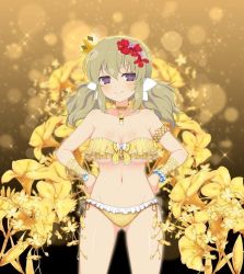 Rule 34 | bikini, blonde hair, breasts, crown, gold bikini, kafuru (senran kagura), purple eyes, senran kagura, tagme