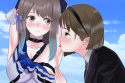 Rule 34 | 2girls, blue reflection (series), blue reflection tie, character request, english text, highres, licking, licking armpit, multiple girls, yuri