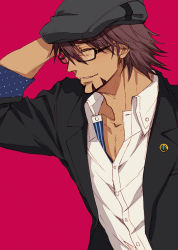 Rule 34 | 10s, 1boy, bad id, bad pixiv id, bespectacled, brown hair, cabbie hat, facial hair, glasses, hat, kaburagi t. kotetsu, male focus, mamita, solo, stubble, tiger &amp; bunny