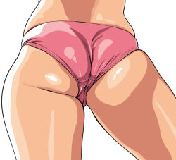 Rule 34 | 1girl, ass, ass focus, close-up, kazumi yoshiyuki, original, panties, pink panties, shiny skin, simple background, skindentation, solo, underwear, white background
