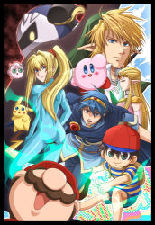 Rule 34 | ass, black hair, blonde hair, blue eyes, blue hair, blush, brown hair, child, creatures (company), facial hair, fire emblem, game freak, gen 1 pokemon, hat, jigglypuff, kirby, kirby (series), link, long hair, looking at viewer, looking back, looking up, lord g, lowres, mario, mario (series), marth (fire emblem), mask, meta knight, metroid, mother (game), mother 2, mustache, ness (mother 2), nintendo, open mouth, pikachu, pointy ears, pokemon, pokemon (creature), ponytail, princess zelda, samus aran, shorts, skin tight, smile, super mario bros. 1, super smash bros., the legend of zelda, the legend of zelda: twilight princess, zero suit