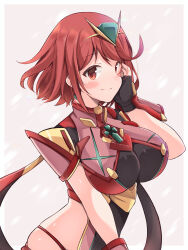 Rule 34 | 1girl, absurdres, breasts, chest jewel, highres, kurokaze no sora, large breasts, pyra (xenoblade), red eyes, red hair, short hair, solo, xenoblade chronicles (series), xenoblade chronicles 2