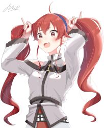 Rule 34 | 1girl, alternate hairstyle, breasts, bunching hair, eris greyrat, highres, long hair, mushoku tensei, open mouth, red eyes, red hair, small breasts, smile, solo, twintails