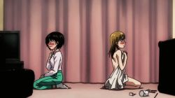 Rule 34 | 1990s (style), 2girls, animated, animated gif, black hair, blush, brown hair, multiple girls, ushio to tora