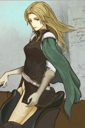 Rule 34 | 1girl, absurdres, armor, bachium, belt, black shirt, blonde hair, blurry, blurry background, boots, breasts, buckle, cape, commentary request, cowboy shot, earrings, elbow gloves, fire emblem, fire emblem: the sacred stones, gloves, gold trim, green cape, green eyes, highres, holding, holding reins, horse, horseback riding, jewelry, knee boots, looking down, medium breasts, nintendo, pants, pauldrons, reins, riding, saddle, selena (fire emblem: the sacred stones), serious, shadow, shirt, shoulder armor, solo, wall, white belt, yellow pants