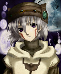 Rule 34 | .hack//, .hack//games, .hack//sign, 00s, 1boy, androgynous, bandai, bird, bug, butterfly, cyber connect 2, face, full moon, goth fashion, hat, head tilt, bug, irino, male focus, moon, purple eyes, silver hair, solo, orb, third-party edit, tsukasa (.hack//), turtleneck