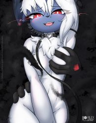 Rule 34 | 1girl, absol, body fur, grabbing another&#039;s breast, breasts, censored, claws, creatures (company), eyelashes, fewer digits, furry, furry female, game freak, gen 3 pokemon, grabbing, horns, nintendo, personification, pokemon, red eyes, rilex lenov, tail, white fur, white hair