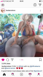 Rule 34 | 2girls, alternate color, ass, ass grab, beach, bikini, blue hair, blue skin, breasts, cleavage, cleft of venus, closed eyes, clothed female nude female, cocktail, cocktail glass, colored skin, commentary, controller, creatures (company), cropped, cup, day, deep skin, drinking glass, english commentary, english text, eyeshadow, flipped hair, game freak, gardevoir, gen 3 pokemon, hairband, highres, huge ass, humanization, instagram, interspecies, large breasts, lips, lipstick, looking back, lou lacroix, lying, makeup, multicolored skin, multiple girls, nail polish, nintendo, nude, ocean, on side, on stomach, outdoors, platinum blonde hair, pokemon, pokemon (creature), pokephilia, ponytail, puckered lips, pussy juice, pussy juice trail, red eyes, remote control, remote control vibrator, sex toy, shiny pokemon, short hair, sideboob, spread ass, strap gap, swimsuit, the kite, thigh gap, two-tone skin, vibrator, vibrator under clothes, wet, white skin, wireless sex toy controller, yuri