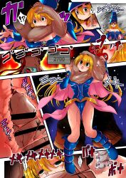 Rule 34 | 1boy, 1girl, absurdres, bar censor, blonde hair, blood, blush, blush stickers, breasts, censored, chimidoloid, choke hold, cross-section, dark magician girl, empty eyes, full body, green eyes, hetero, highres, long hair, multiple views, nosebleed, open mouth, penis, rape, rolling eyes, saliva, sex, small breasts, smile, strangling, tears, vaginal, yu-gi-oh!
