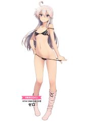 Rule 34 | 1girl, ahoge, black bra, black panties, blush, bra, breasts, closed mouth, cropped, feet, flat chest, full body, gluteal fold, hair between eyes, hand on own hip, light brown hair, long hair, looking at viewer, loose socks, navel, no shoes, official art, panties, panty pull, pulled by self, purple eyes, shizuma yoshinori, sidelocks, small breasts, smile, socks, solo, standing, strap slip, transparent background, underwear, underwear only, zero (zero kara hajimeru mahou no sho), zero kara hajimeru mahou no sho