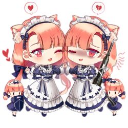 Rule 34 | 4girls, ;3, ;d, animal ear fluff, animal ears, apron, artist request, bags under eyes, blue bow, blue dress, blue footwear, blue ribbon, blush, blush stickers, bow, bow apron, braid, broken heart, brown dress, cat ears, chibi, closed mouth, dress, fairy (girls&#039; frontline), false smile, full body, girls&#039; frontline, hair bow, hair ornament, hair ribbon, hairclip, heart, holding, holding hands, holding missile, holding shield, index finger raised, kemonomimi mode, long sleeves, looking at viewer, maid, maid apron, maid headdress, missile, multiple girls, official art, one eye closed, open mouth, orange hair, pinstripe dress, pinstripe pattern, puffy long sleeves, puffy sleeves, ribbon, shaded face, shield, siblings, simple background, slit, smile, spoken heart, striped ribbon, third-party source, transparent background, twin braids, twin fairies (girls&#039; frontline), twins, twintails, waist ribbon, white apron, white ribbon, | |